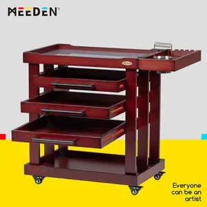 MEEDEN Art Supply Storage Cart, 5 Tier Solid Beech Wood Utility Rolling Cart with 3 Drawers, Craft Orgnizer on 4 Wheels