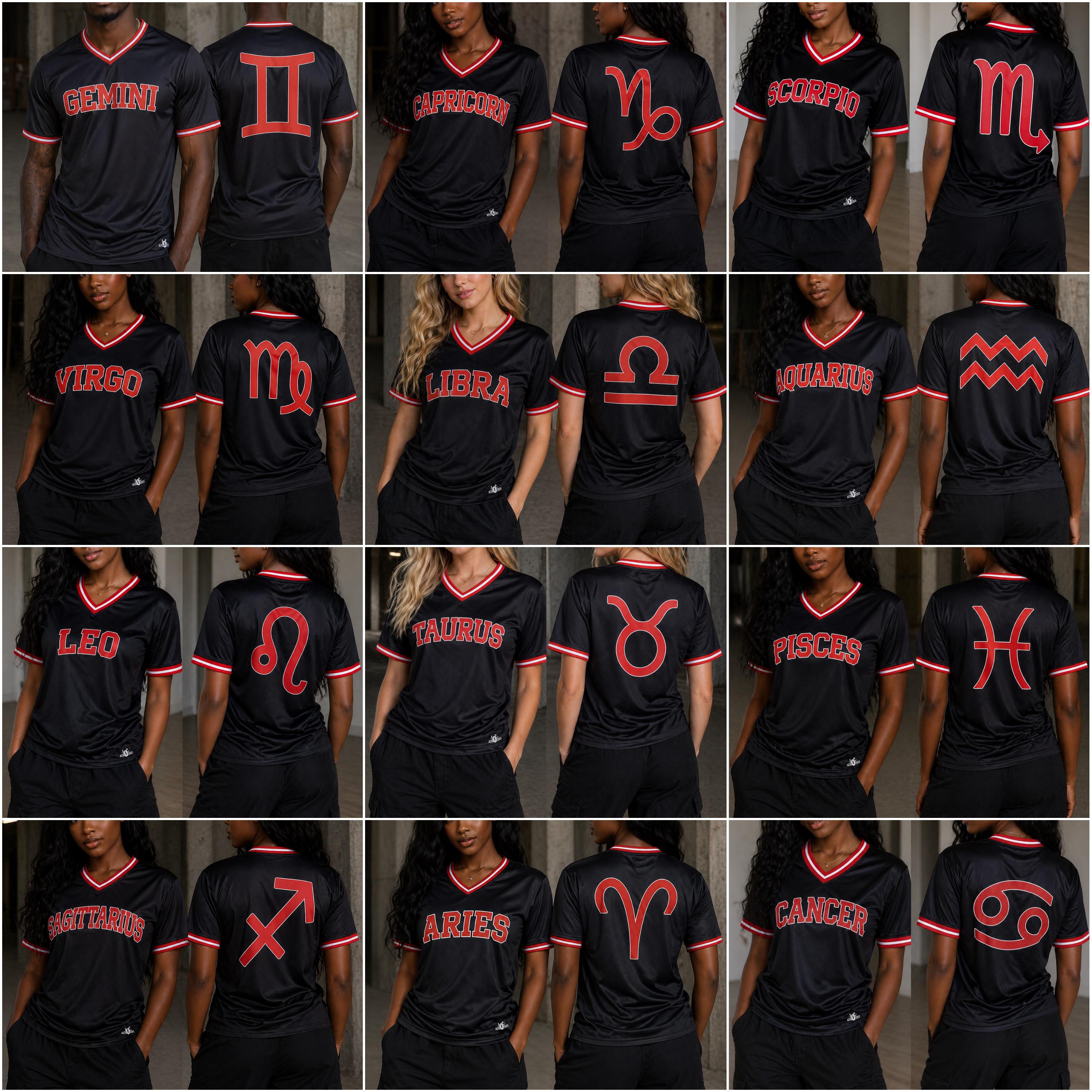 Zodiac Jersey, Astrology Breathable Athletic Jersey, Front & Back Summer Design Sports Clothing Sports Wear Set