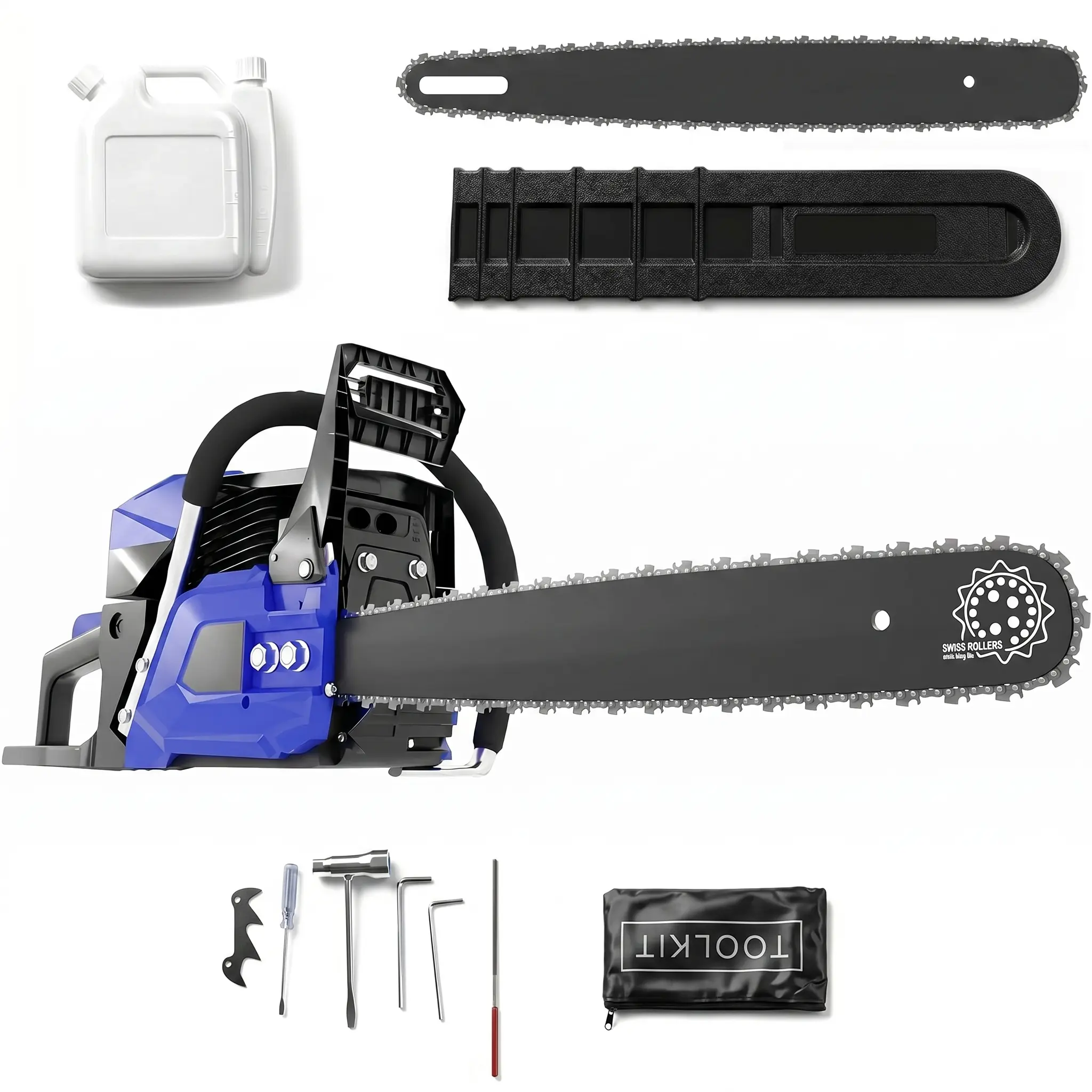 Gasoline Chainsaw 58cc 2-Stroke 2.2KW Powerful Chainsaw Full Kit with Quick Start, Anti-Vibration System, Automatic Chain Lubrication, Chain Brake for Firewood Cutting, Tree Trimming, Gasoline Chain Saw, Anti-Vibra.
