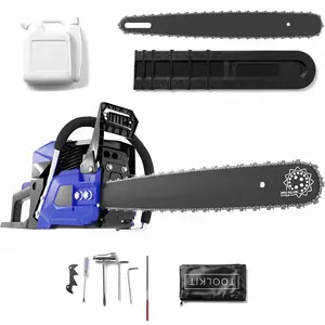 Petrol Chainsaw 58cc 2 Stroke 2.2KW Quick Start Anti-Vibration System Automatic Chain Lubrication and Chain Brake for Firewood, Tree Cutting and Woodworking