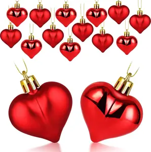 Liitrton 15 PCS Heart Shaped Decorations for Christmas Tree Party Decor Valentine'S Day Hanging Ornaments (Red)