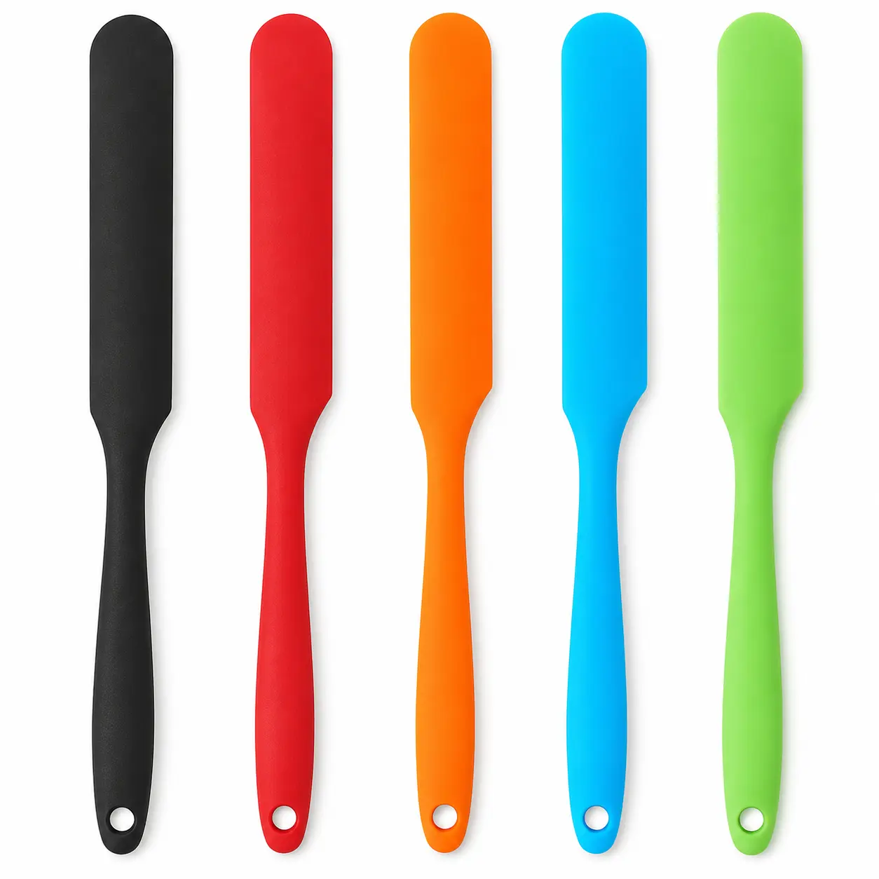 5Pcs Heat Resistant Silicone Scraper Spatula, Vibrant Candy Color Integrated Design for Cake Cream Mixing & Home Baking