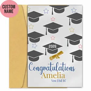 Custom Graduation Card 2026 – Personalized Name Congrats Card