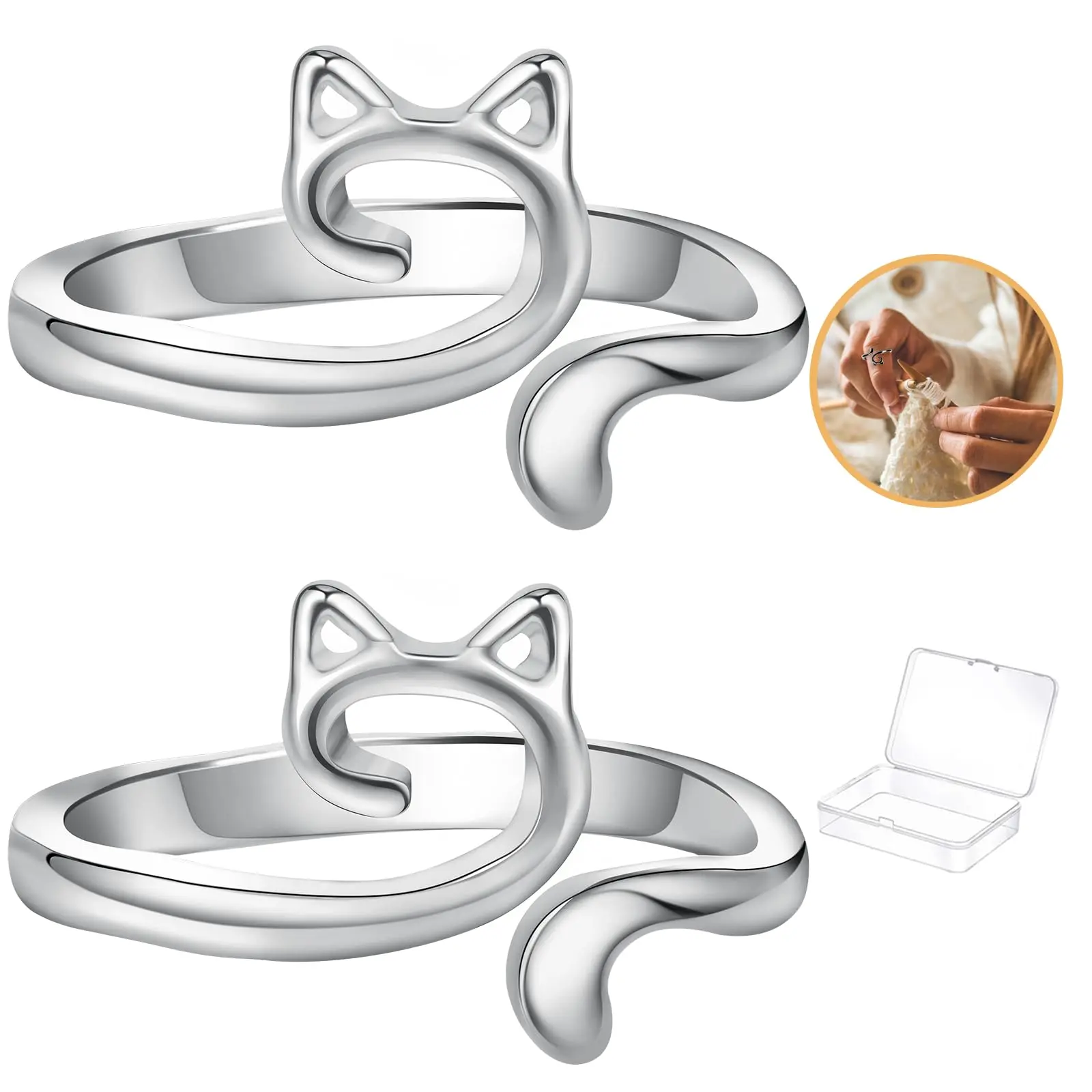 Namifin Crochet Ring for Fingure Adjustable Crochet Tension Ring Yarn Tension Rings Easy Crocheting Crochet Accessories Festival Gift Father's Day Gift summerwins