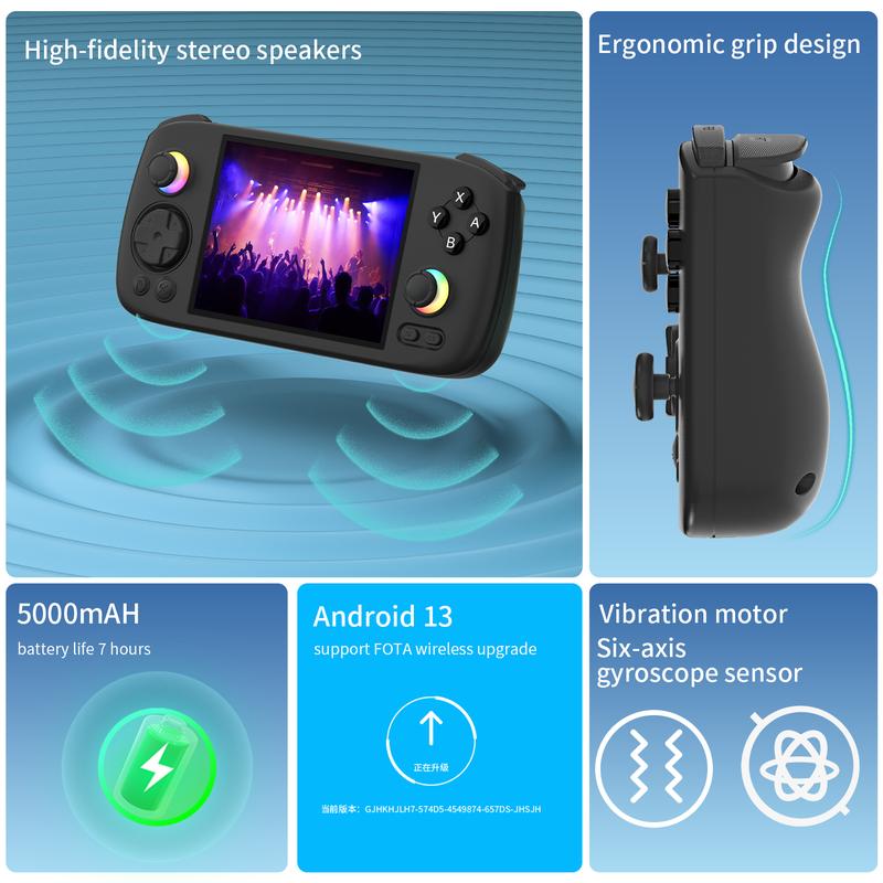ANBERNIC RG 406H Retro Handheld Game Console 4 Inch IPS Multi-touch Screen Android 13 Unisoc T820 3D Hall joystick Hall Trigger Video Game  Rg406H-Black