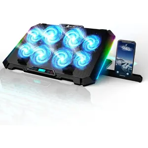 KLIM V8 Gaming Laptop Cooling Pad with + New Version + Gaming Laptop + Stable RGB Laptop Stand with Fan + Compatible up to 17" + 2 USB Ports + Phone Holder + 5 Year Assurance