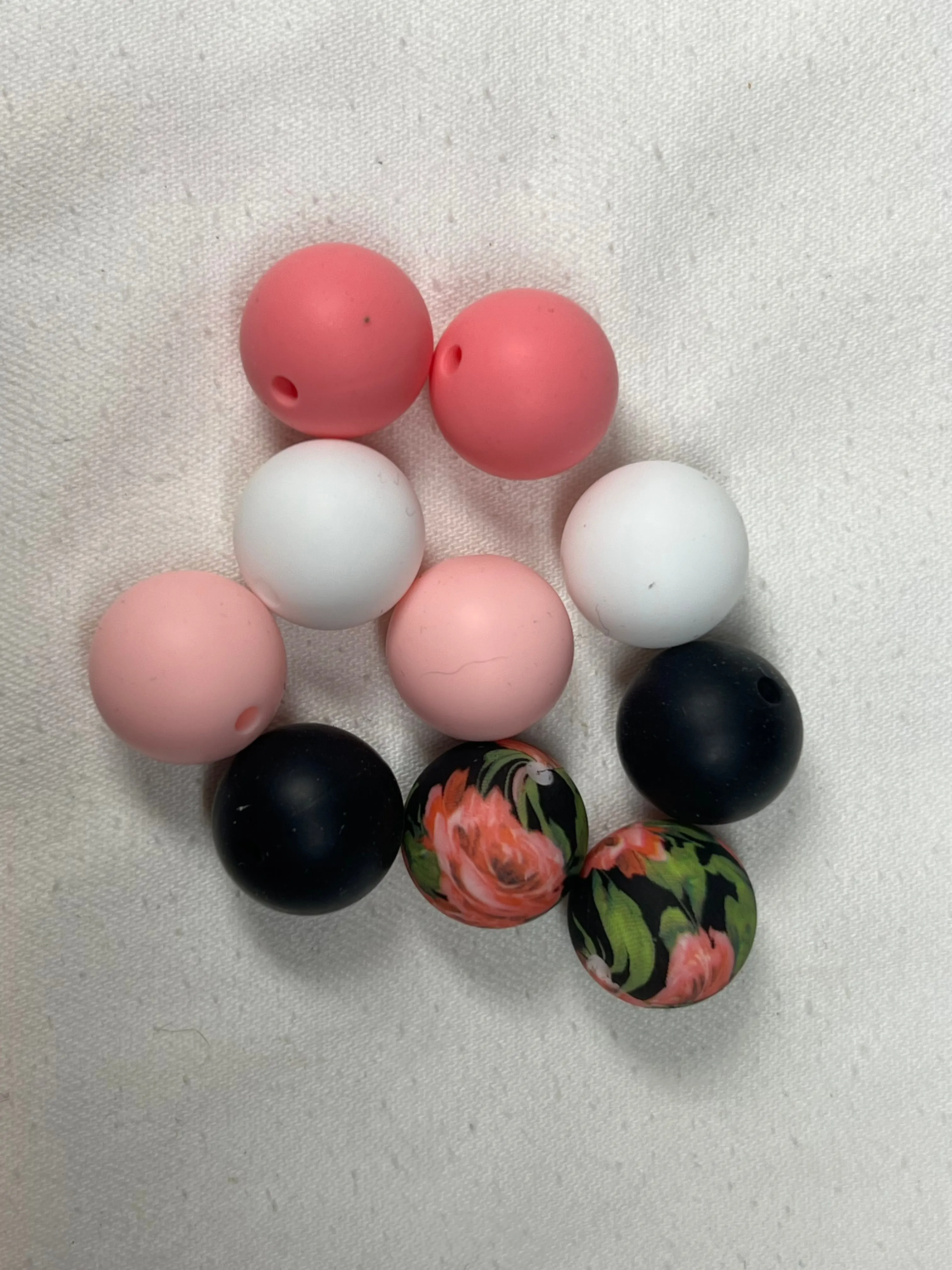10 15mm Silicone Beads Pink Rose