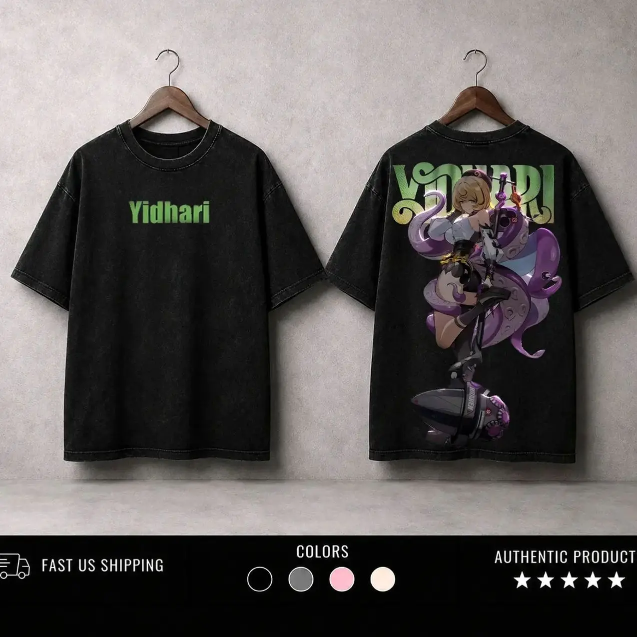 Yidhari Murphy- Zenless Zone Zero Washed T-Shirt,Sweatshirt, HoodieVideo Games, Horror Vintage Shirt, Game Fan, Streetwear Tops Black Fabric Menswear 7J2