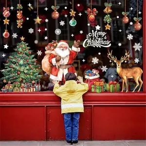 174 PCS Christmas Window Clings Decorations | Santa Claus, Reindeer & Christmas Tree Window Stickers | Reusable Xmas Snowflake Decals for Home, School, Storefront, Holiday Party & Winter Window Décor, Christmas decoration, stickers for kids