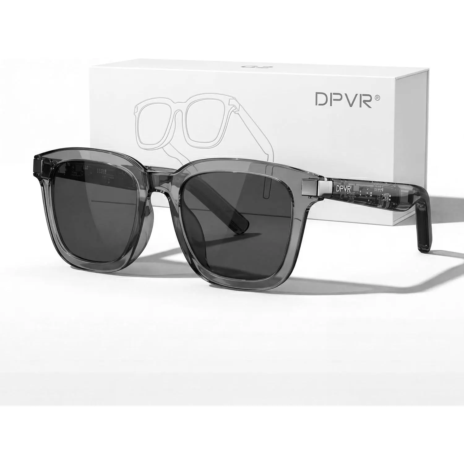 DPVR G2 Wearable Smart Glasses - TR90 Frames Bluetooth Sunglasses, Touch Control, UV400, IPX4, Open Ear Audio, Adjustable Fit, Long-Lasting Battery, Android Compatible, for Women, Ideal for Running, Fitness, Smartphone Pairing, Batteries