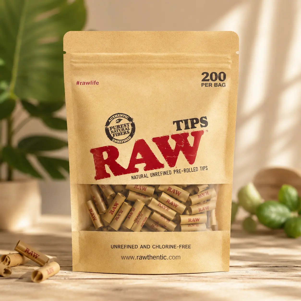 Natural Unrefined Pre-Rolled Filter Tips - 1 Bag of 200 Tips