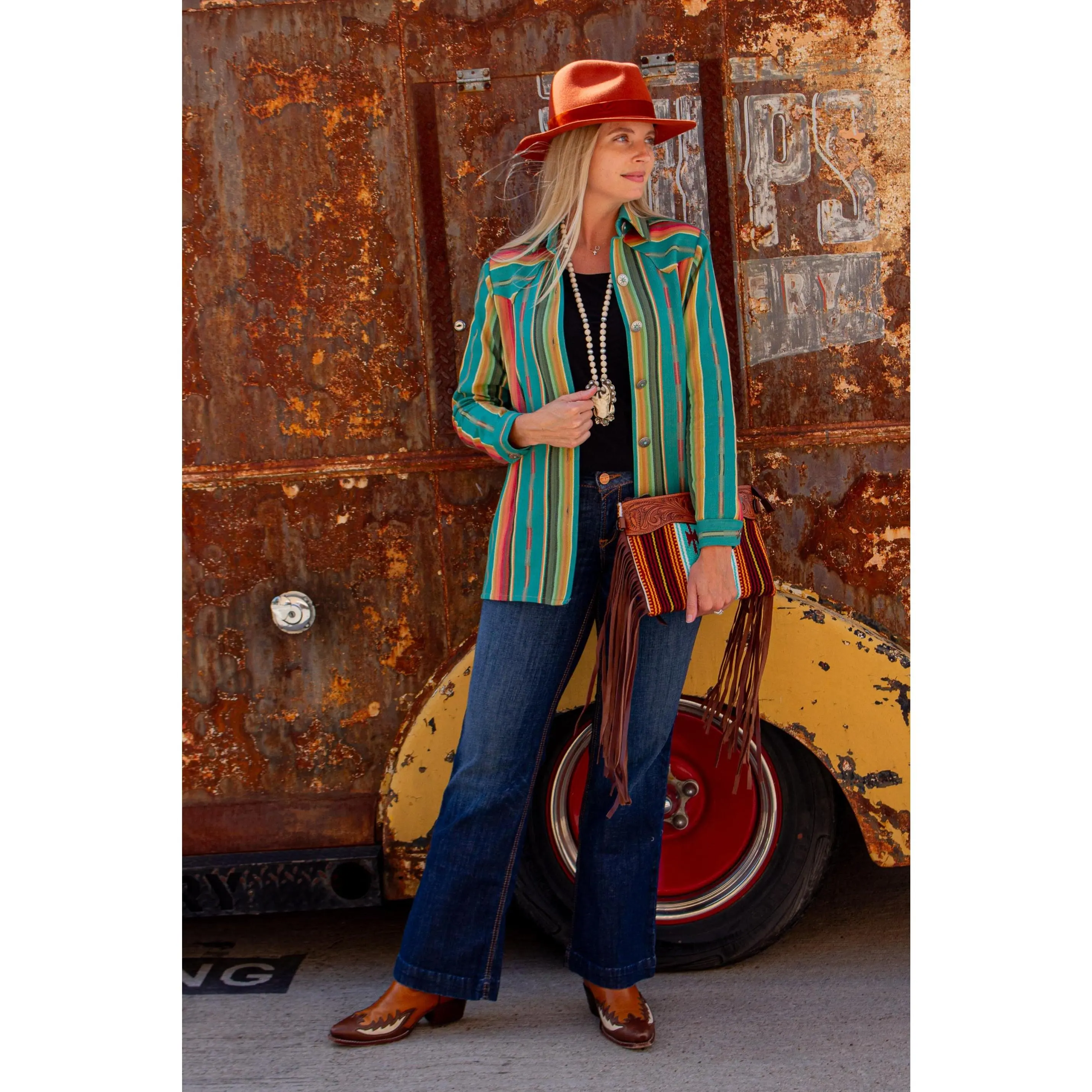 "Taylor" Turquoise Striped Top