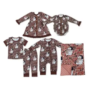 Santa Brown Camo Short Sleeve Pajama Set  Festive Xmas Gift for Cozy Nights  Trendy Camo Print  Santa Charm  Holiday PJs