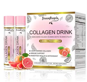 Collagen Drink with Marine Collagen, Biotin & Folate - Supports Immune Health & Digestion - 2500mg Per Bottle, Pack of 10 Bottles