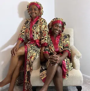 African Print Bridal Robe - Lightweight Kimono Style for Brides, Bridesmaids, and Bridal Showers