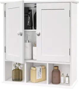 Bathroom Wall Cabinet with 2 Door Adjustable Shelves,Over The Toilet Storage Wall Mounted Medicine Cabinets for Bathroom Laundry Room Kitchen