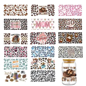 Mixed 16pcs Leopard Print UV DTF Cup Wraps Different Styles 16OZ Leopard Print Western Style, Creative DIY Gift for Teacher, Student, Office Worker, Leopard Print Enthusiast