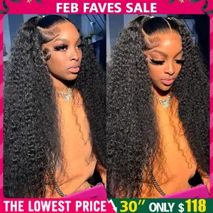 Bling Hair Kinky Curly 13x6 13x4 Lace Front Wigs Human Hair 180% Density Curly Human Hair Wig for Women Natural Black HD Transparent Lace Frontal Wigs Human Hair Pre Plucked with Baby Hair