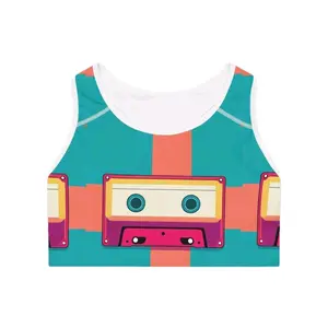 Retro Tape  Sports Bra and Capri Shorts