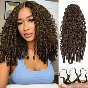 Burmese Curly #4 Chocolate Brown Crochet Hair Extensions for Miracle Knots Knotless Boho Braids Human Hair Extensions Pre-Separated 50g/Pack