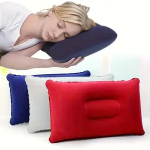 Portable Inflatable Pillow, Solid Color Inflatable Pillow, Outdoor Camping Pillow, Travel Pillow, Camping & Hiking Equipment, Soft Memory Foam