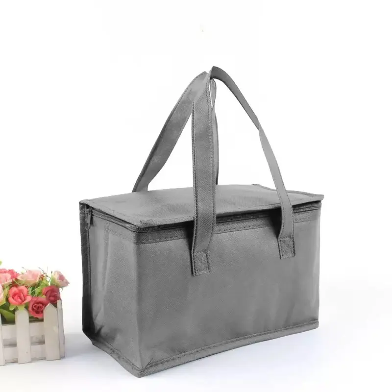 Reusable Non-Woven Fabric Drink/lunch Bag, Insulated Cooler Bag, Foldable Portable Outdoor Camping Insulated Ice Pack, Thick Aluminum Foil Lining, Ideal for Picnics & Shopping, Collapsible Cooler Bag, Beach Cooler Bag