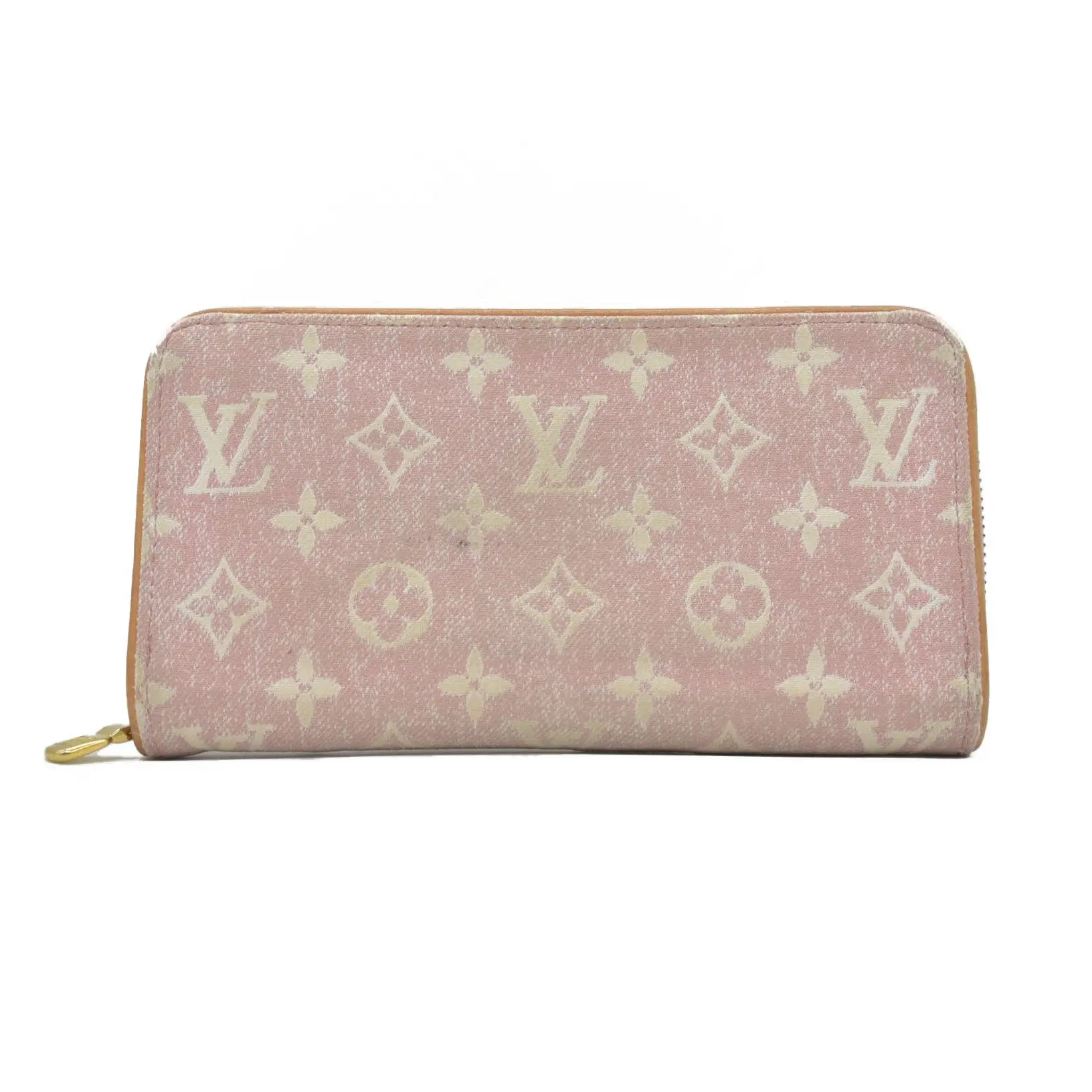 $1060 Louis Vuitton Denim Monogram Jacquard Zippy Wallet Pink
