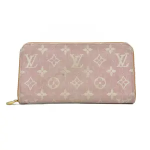 $1060 Louis Vuitton Denim Monogram Jacquard Zippy Wallet Pink