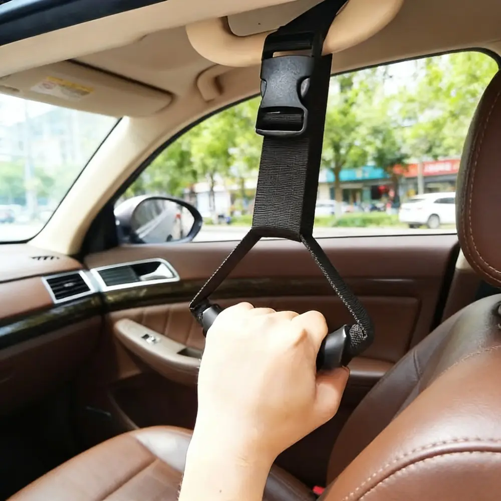 1 piece, adjustable car door handle assist support, standing aid, ergonomic nylon grip, heavy-duty vehicle entry/exit door support, sturdy base, easy to install, no drilling required, universal type, Automotive Accessories