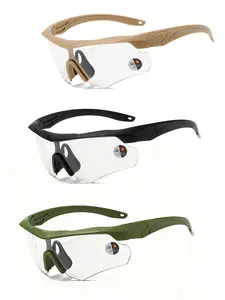 Stylish Large Frame Half Rim Sunglasses, Unisex Tactical Glasses for Outdoor Cycling, Sunlight Activated Lenses, All Seasons Use, Outdoor Sports Eyewear