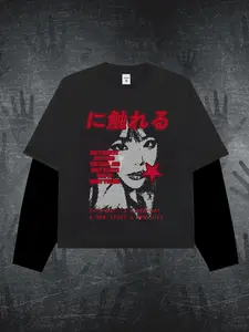 Men's Star & Face Print Long Sleeve Tee, Regular Fit Casual Y2K Graphic T-shirt for Daily Wear, Men's Top for All Seasons, Crewneck, Halloween