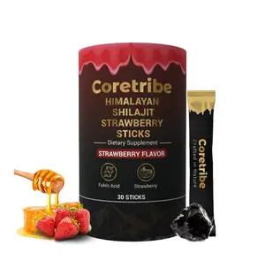 Coretribe Pure Himalayan Shilajit Honey Sticks | Easy to Consume Shilajit | 30 Sticks for Energy Boost & Immune Support, 85+ Trace Minerals, 75%+ Fulvic Acid | Lab-Tested For Purity| Strawberry & Chocolate Flavor