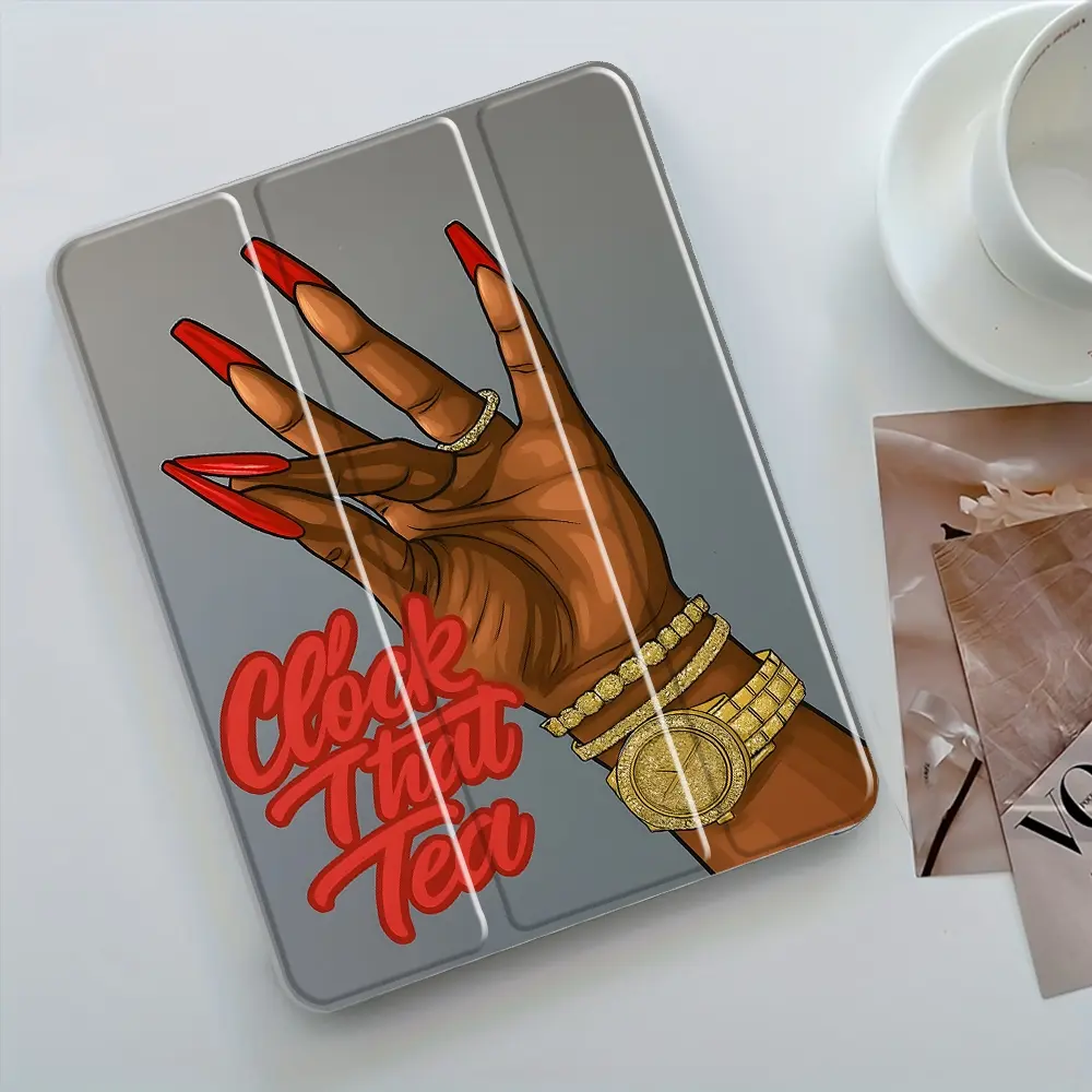 Hand Nail Art Design iPad Case, Tablet Casing, Tablet Protective Cover, Transparent Acrylic Stand Cover, Pencil Holder & Charger Slot, Fits iPad Pro/air/mini, Shock-resistant Full Cover Protective Case Suitable for Office, School & Home, iPad Accessories