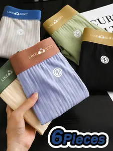 Men's Underwear Set, Soft Elastic Fitted Clothing, Macaron Color Options, Trendy Simple Breathable Briefs for Daily Wear