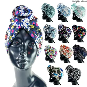 Elastic Cotton Printed Headscarf - Flower Design Boho Turban, Soft Daily Hair Protection Fashion Accessory