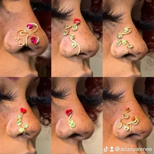 VALENTINE 6pc set NoseCuff Non-Piercing Nose Jewelry in Gold & Silver Tarnish-Resistant Copper Wire Nose Bridge Accessory for Stylish Wear