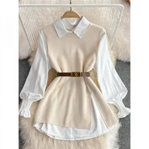 Women's Elegant Knit Vest - Round Neck Solid Color Mid-Stretch Casual Top for Spring Summer Fall, Versatile Layering Essential, Seasonal Fashion |         Sophisticated Style Medium Elasticity, Sleeveless Vests Womenswear Apricot