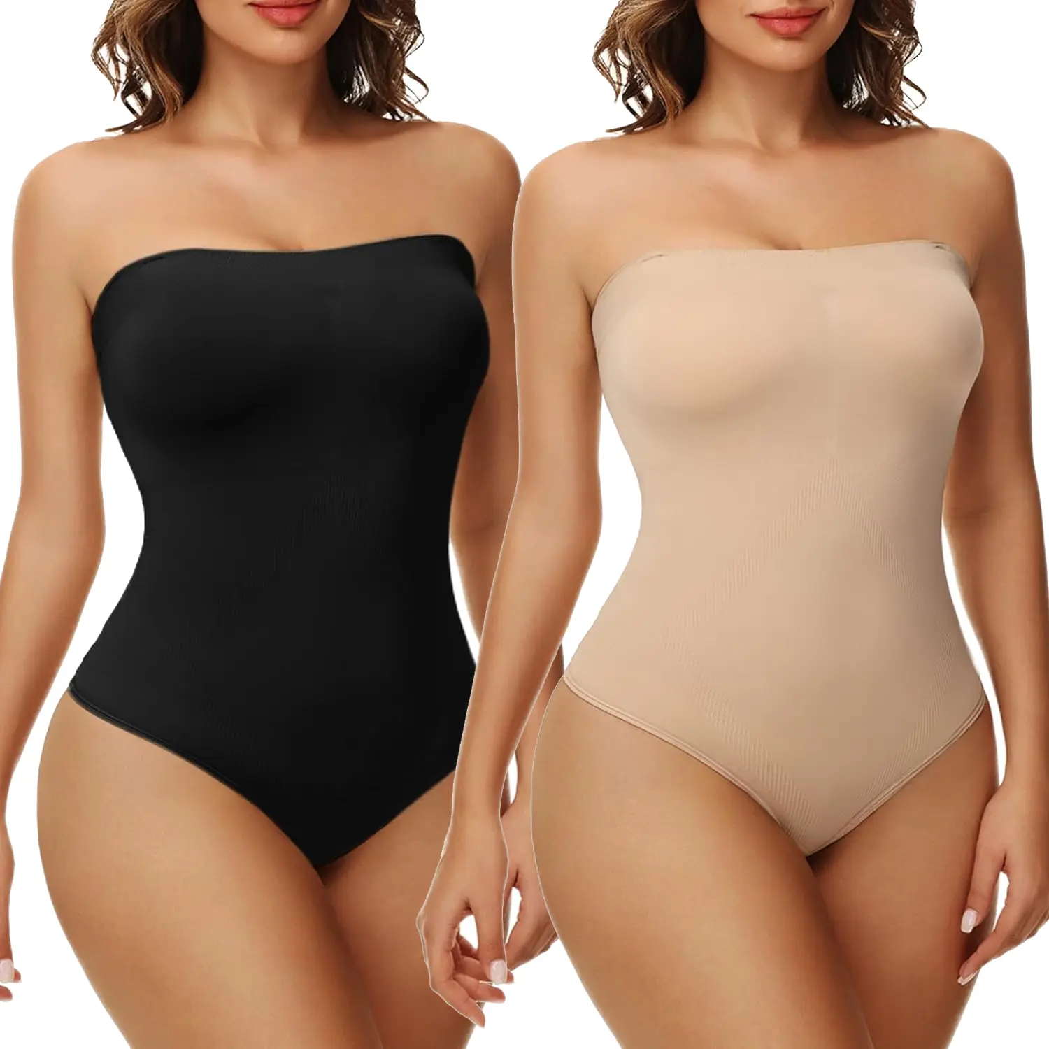 Women's Strapless Shapewear Bodysuit, Seamless Booty Lifting Sculpting Body Shaper for Tummy Control with Adjustable Straps, Abdominal Belt Shapewear Bodysuit, Adjustable Straps Shapewear Bodysuit