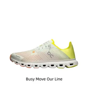 Cloud Cushion Hollow Thick Sole Athletic Trainers White Yellow Breathable Mesh Fabric Upper Non-Slip Hollow Outsole Lightweight Lace-Up Sneakers for Men and Women