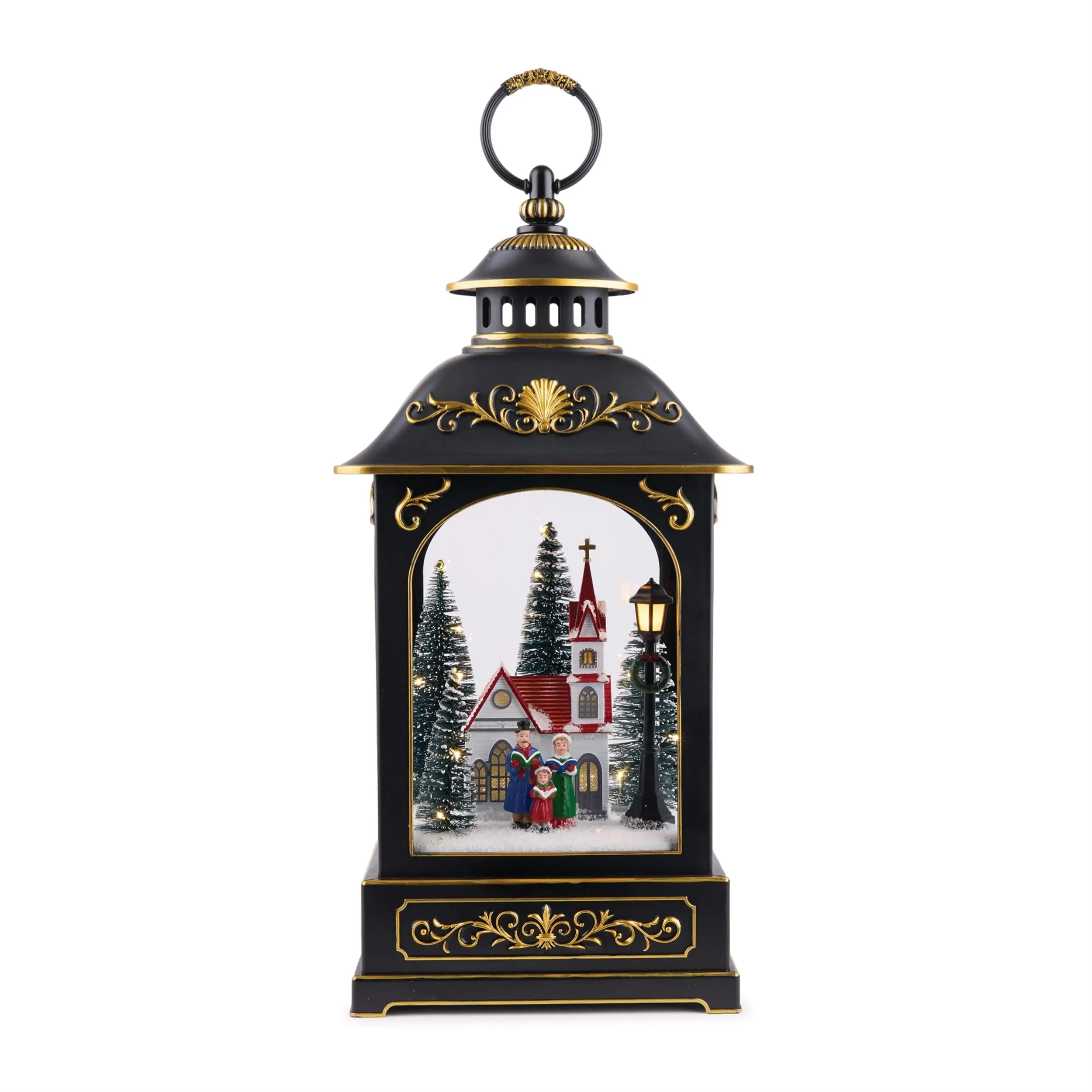 17.5 in Irregular LED Christmas Lantern with Carolers - Festive Holiday Decor, Decorations for Room for Modern Home Supplies