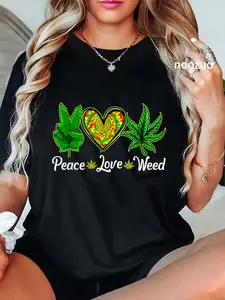 100% Cotton Peace Love Weed Marijuana Cannabis 420 Day Tie Dye T-Shirt