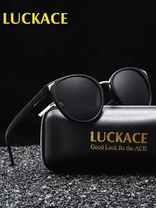 Luckace Men's Polarized Sunglasses, Tac Lens, Round Frame, UV Protection, Lightweight, Comfortable, Ideal for Outdoor Activities, Gift-Ready