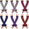 Women's 6-Pair Polyester Stretchy Soft Knit Fingerless Long Thumb-Hole Arm Warmers - Breathable Striped Thigh-High, Casual Typing Accessory for Indoor Work, Gloves for Cold Weather, Specialty Kitchen Utensil Accessory (Includes Gloves)