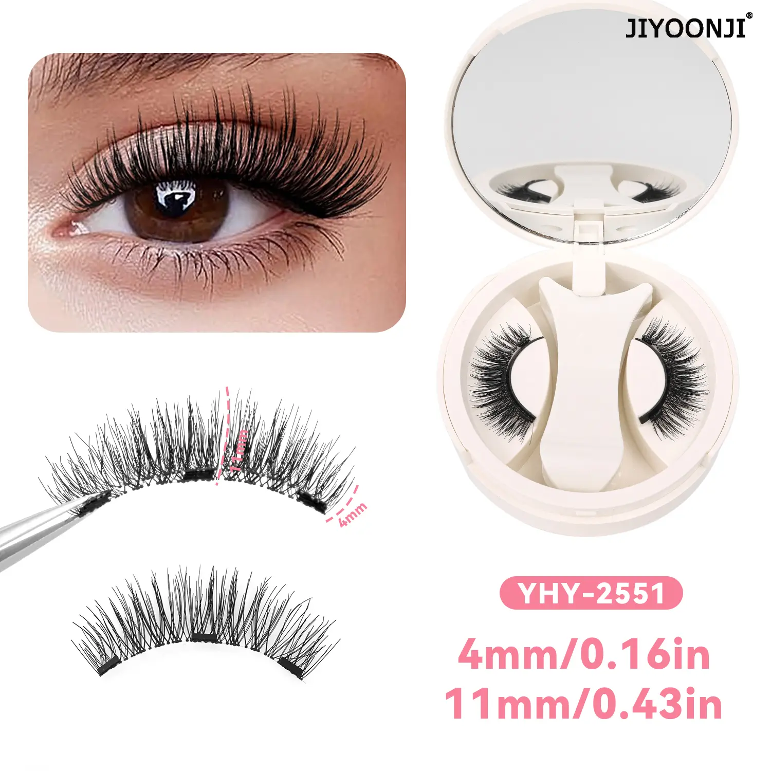 Magnetic Eyelashes Natural Look, Reusable Manga Magnetic Lashes Kit with Applicator 1 Pair