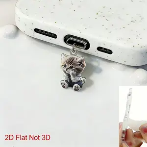 Cute Cat Design Phone Dust Plug, Phone Charging Port Dust Plug, Mobile Phone Accessories for iPhone Type-C Android Tablet, Phone Decoration