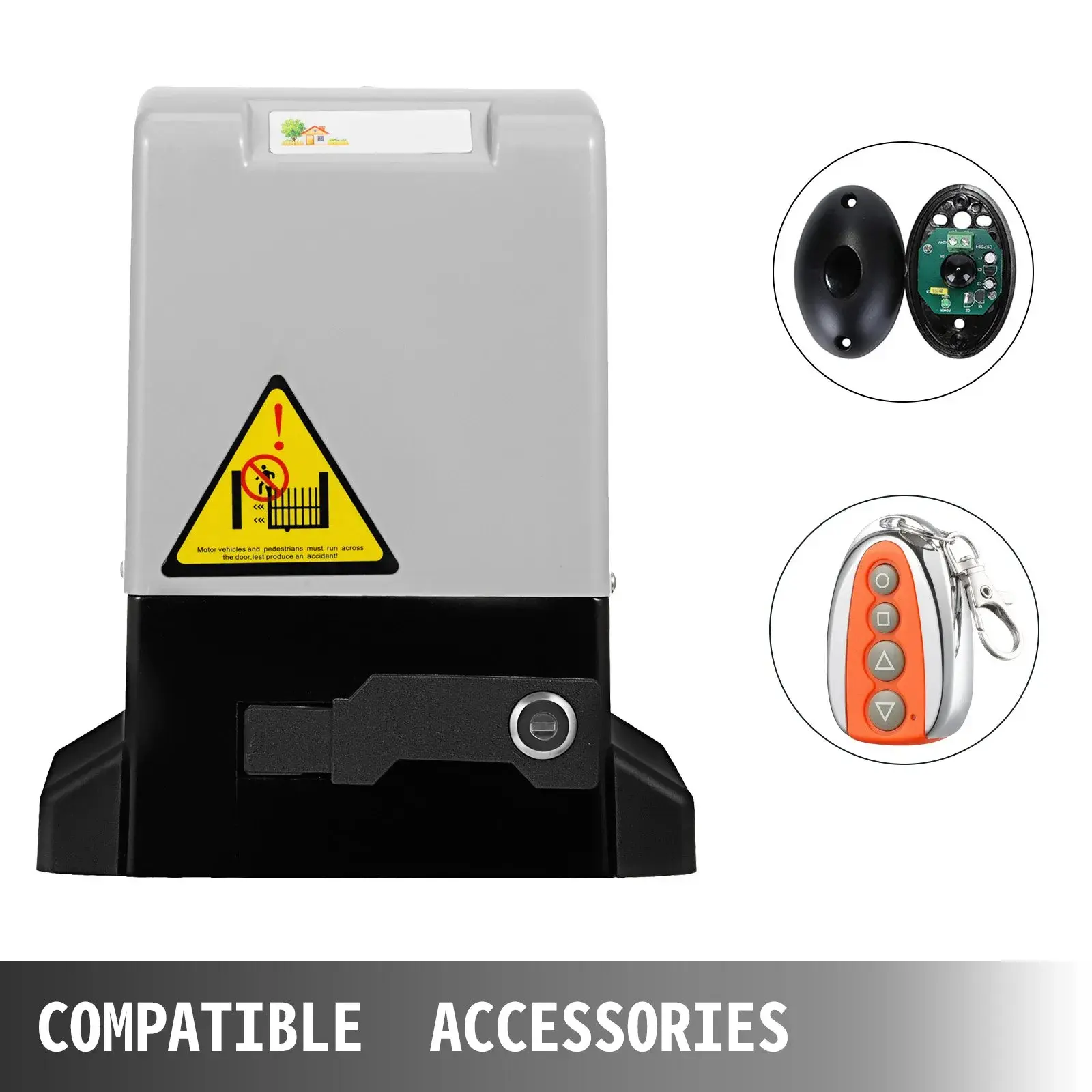 Automatic Sliding Gate Opener 600kg 12m 13m/min Wireless Remote 30m Easy Install Weatherproof Pure Copper Motor Waterproof Dustproof Housing Wifi Smart Home with 2 Remotes