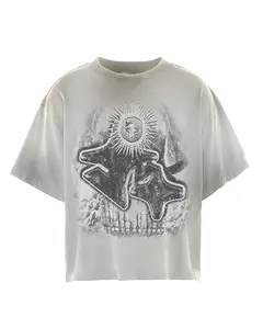 Vigilantt heavyweight Oversized Streetwear Tee White Redemtion Graphic Design Men's Fashion Top with Bold White and Red Graphic for Casual Outings Summer Style