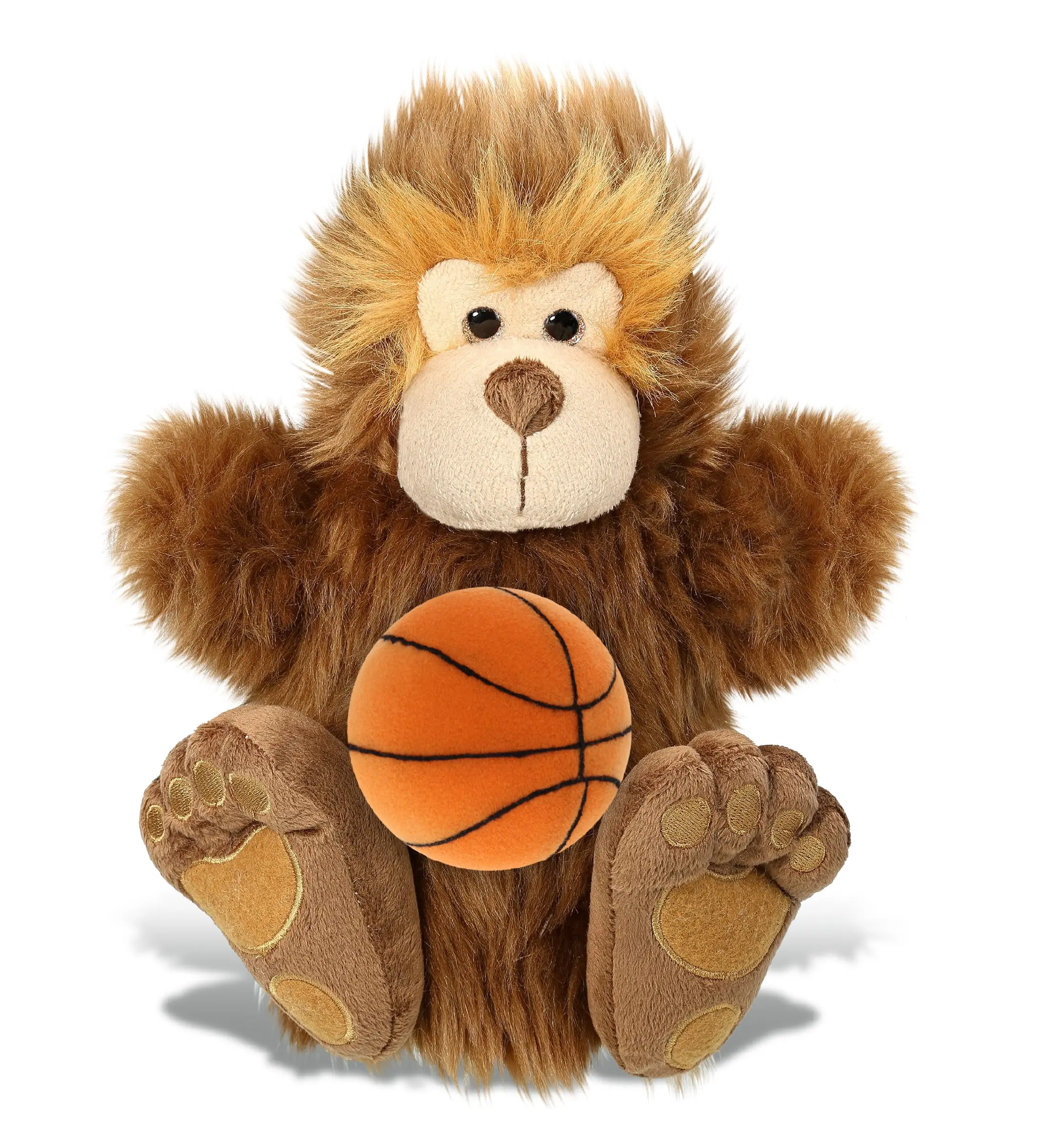 DolliBu Big Foot Hand Puppet Stuffed Animal with Basketball Plush - Soft Huggable Big Foot, Fun Playtime Plush Toy, Cute Wildlife Gift, Personalized Doll Animal for Kids and Adults - 10 Inches