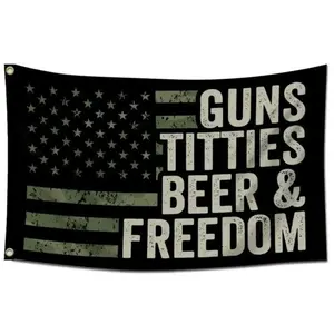 American Flag Pattern Garden Flag Guns Titties Beer & Freedom Creative Home Garden Yard Decoration Vanity Decor Accessories Home Decor