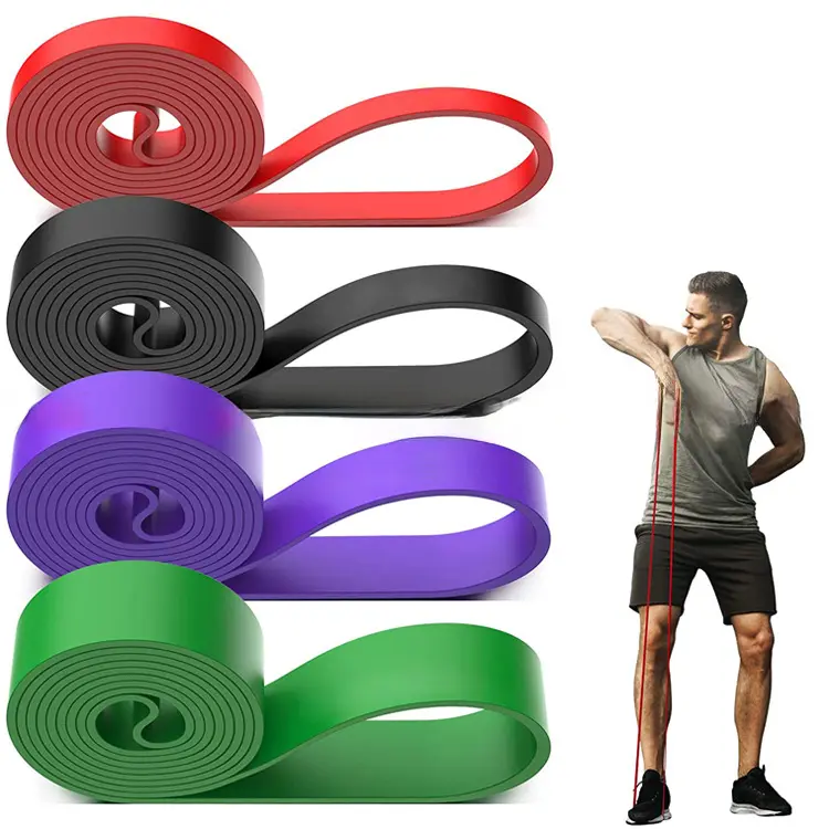 Unisex Multi-Functional TPE Elastic Resistance Bands Set - 4-Pack Circular Loop Long Bands, Yoga & Full Body Workout Aid for Home Gym Strength Training
